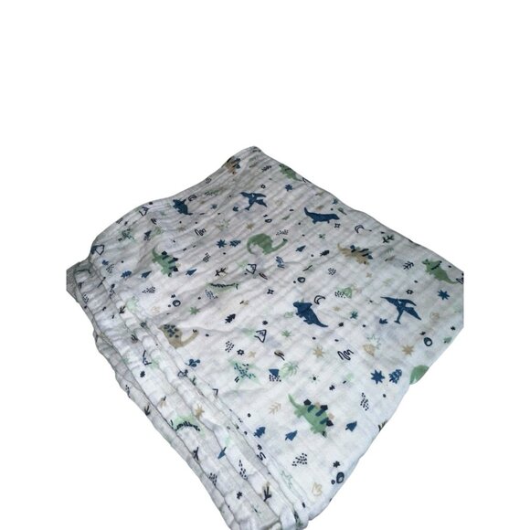 Cloud Island Muslin 100% Cotton Swaddle Blanket Dinosaurs Lovey Security - Picture 1 of 4